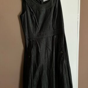 Calvin Klein Black A-Line Pleated Midi Dress